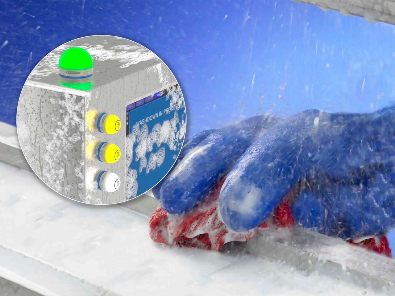 K50_K30-with-Silicone-Gaskets---Hygenic-Cleaning K50 series indicators in a harsh washdown environment