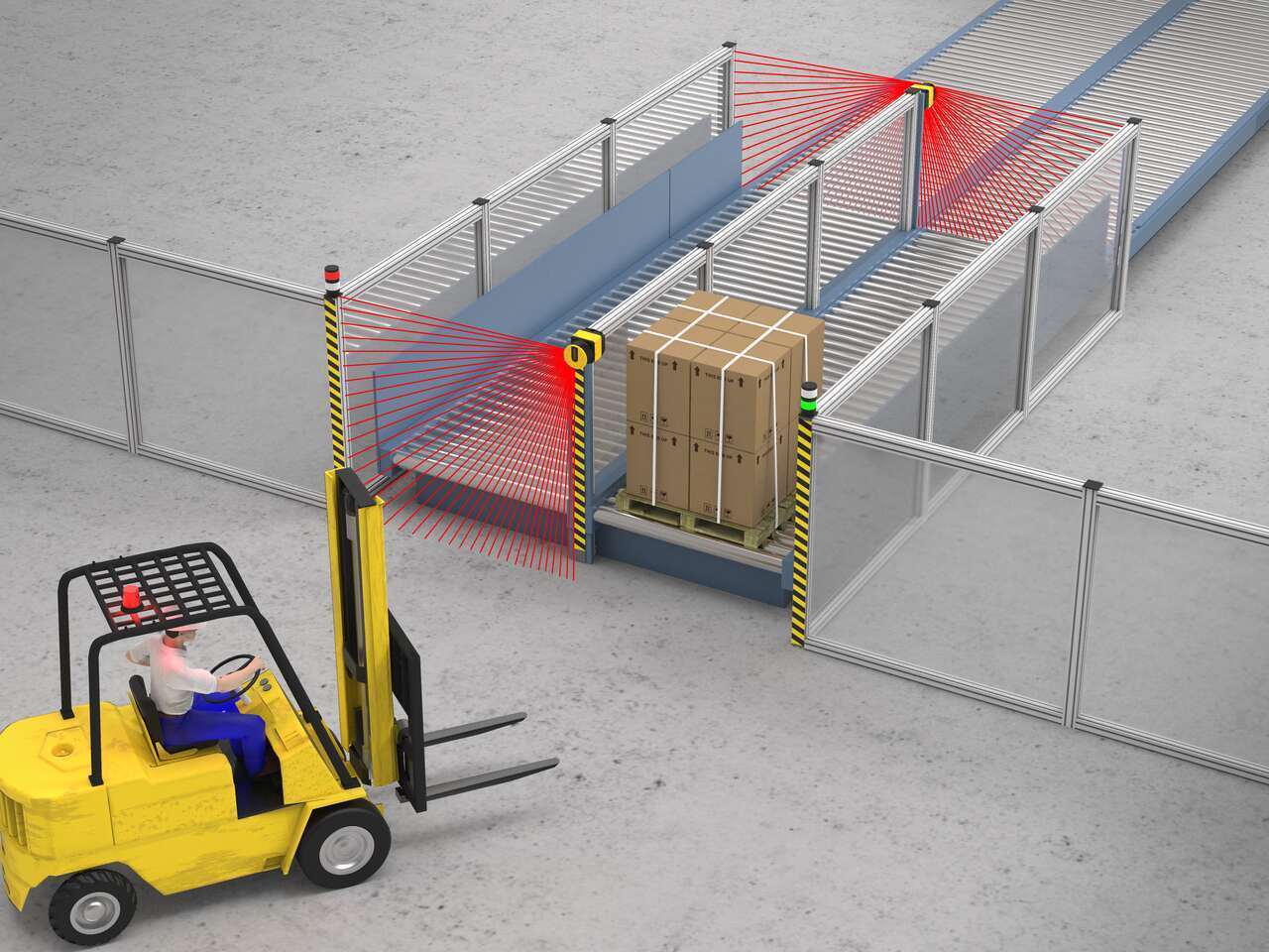 Los Escáneres Láser de Seguridad SX5 Protegen Múltiples Puntos de Acceso en un Transportador de Pallets