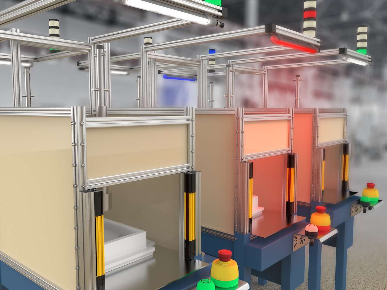 WLS27 Red Blue White Green TL50 Indicators and safety solutions on workstations