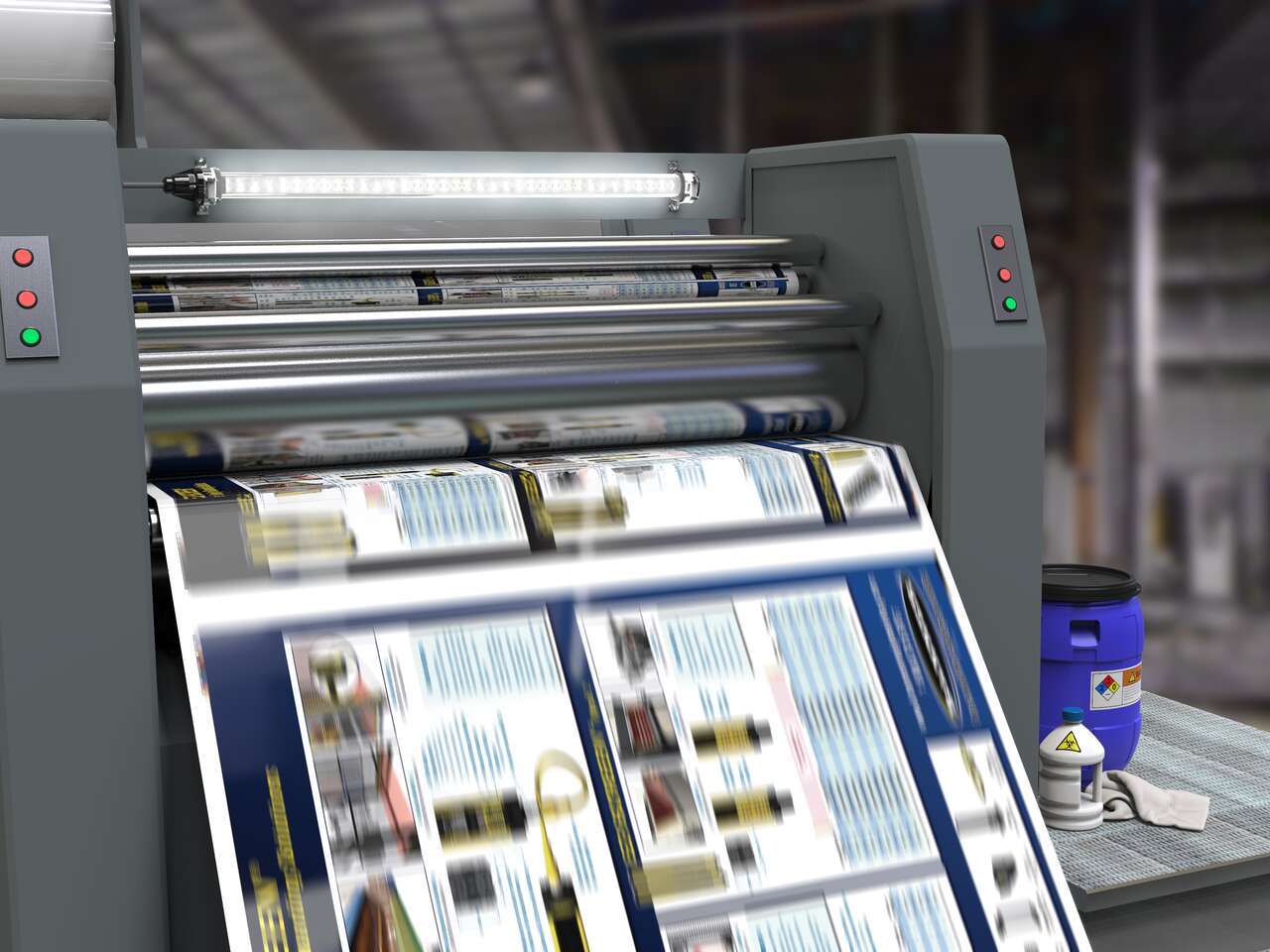 hls27-lighted-printing-press machine lighting in a hazardous area