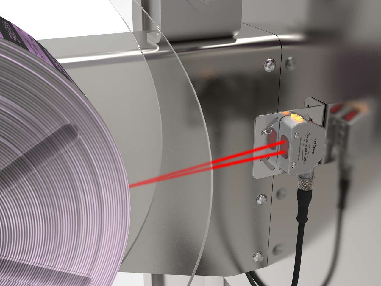 label-roll-diameter-q4x-flat Q4X sensor measures roll of multicolored labels