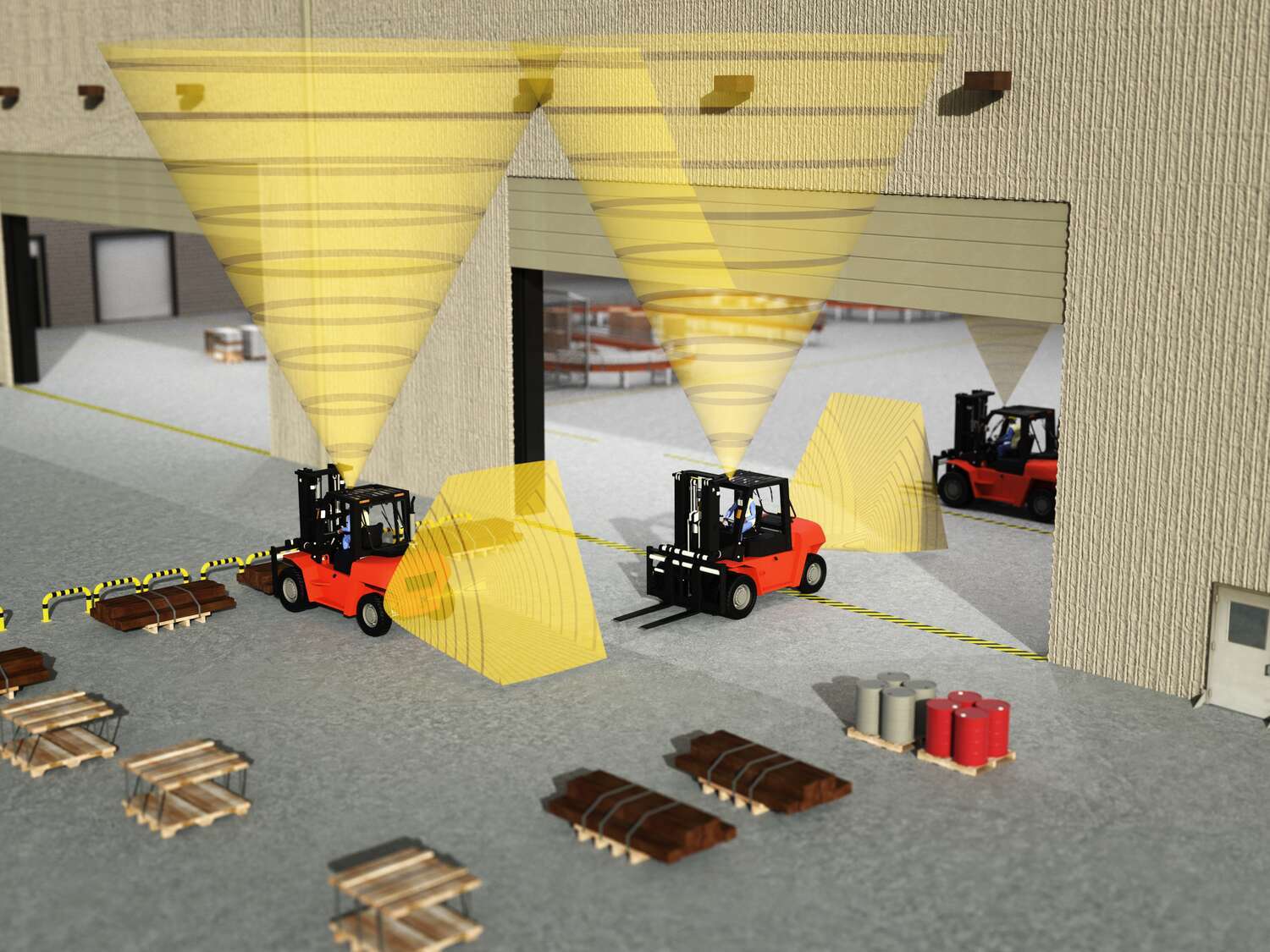 q90R and Q90R2 radar sensors on forklifts for speed and collision control