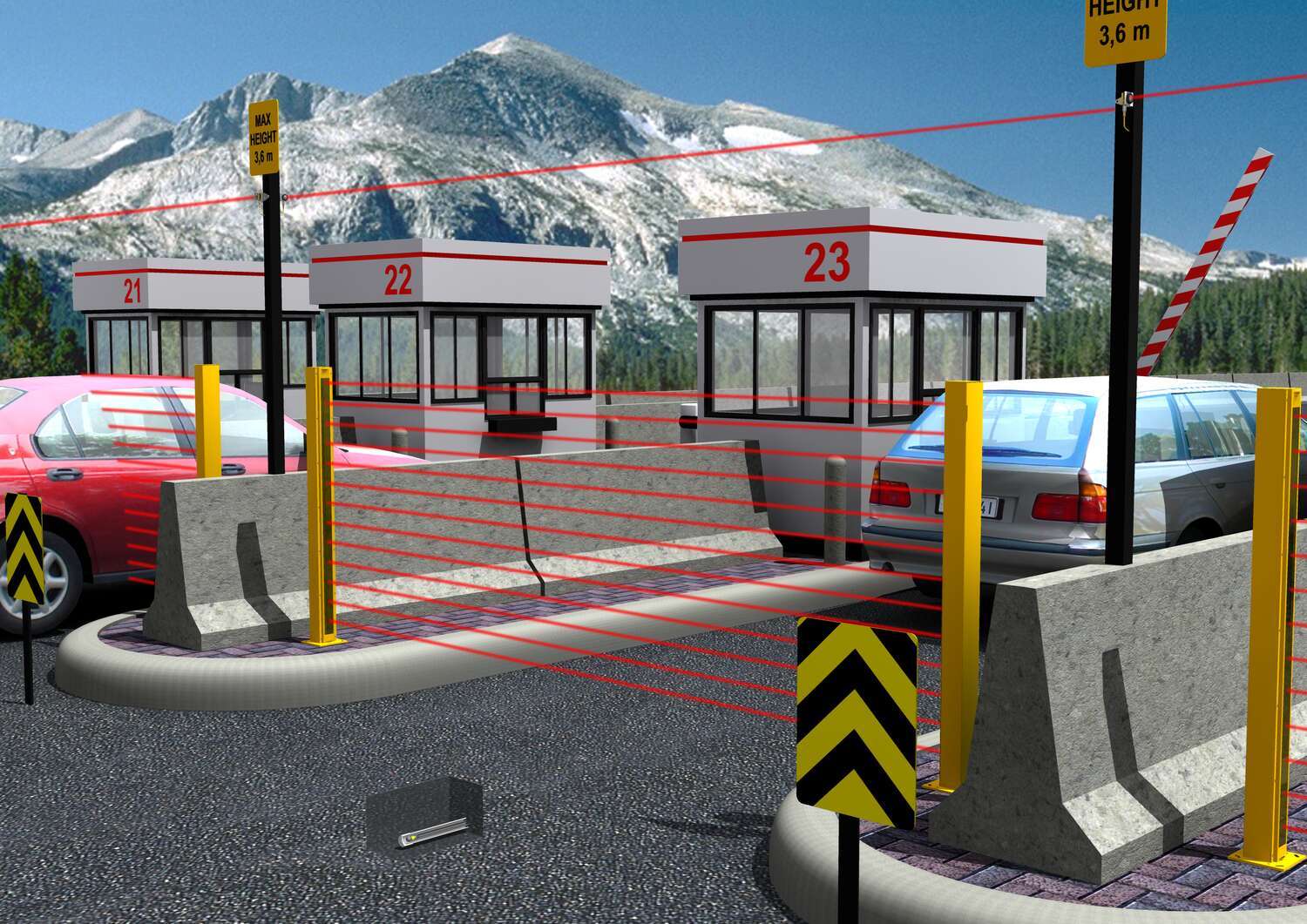 QS30 detecting cars at toll both